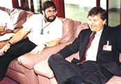 Steve Wozniak, co founder of Apple Computer and Zigmund Sepanski before a joint speech in Europe. Szczepanski, Ziggy Zygi Woz